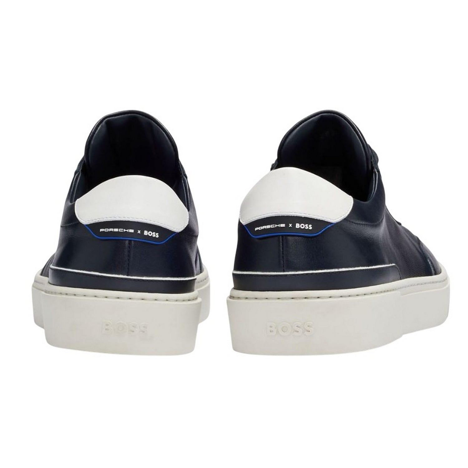 Dark Blue - Back - Boss Mens Gary Leather Tennis Shoes