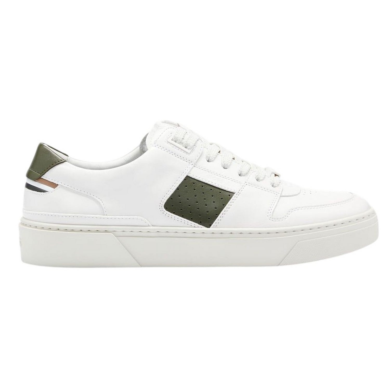 White-Black - Back - Boss Mens Gary Leather Tennis Shoes