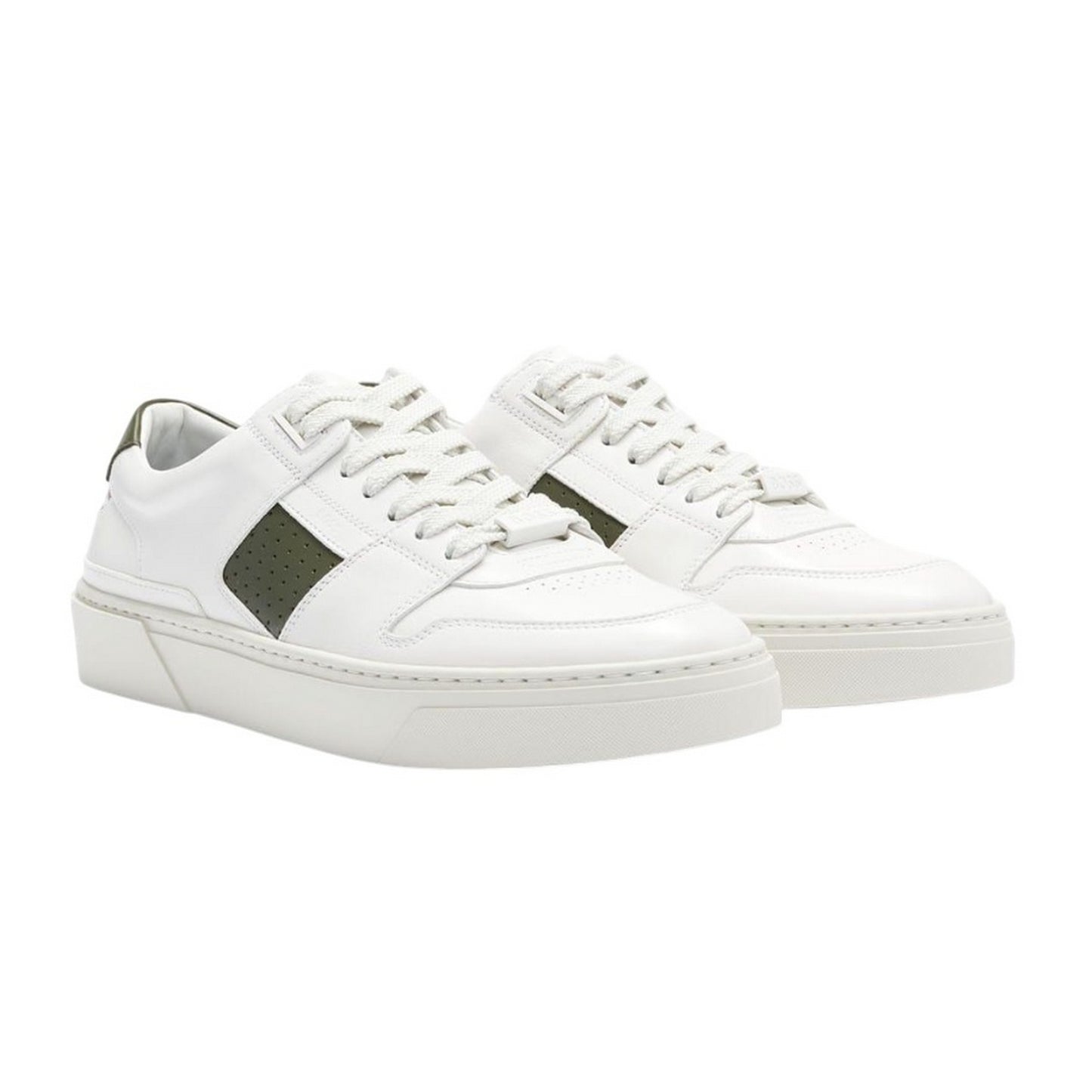 White-Black - Front - Boss Mens Gary Leather Tennis Shoes