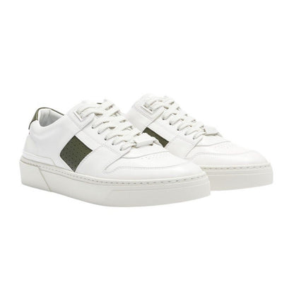 White-Black - Front - Boss Mens Gary Leather Tennis Shoes