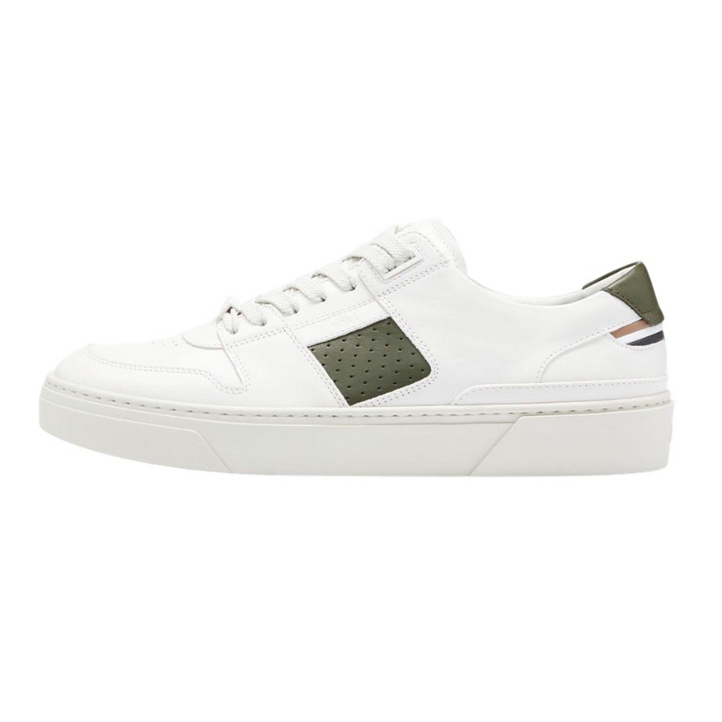 White-Black - Side - Boss Mens Gary Leather Tennis Shoes