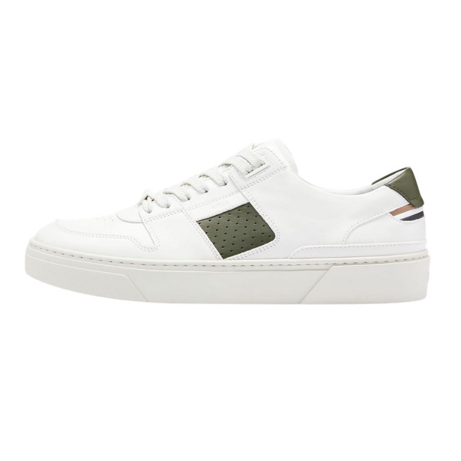 White-Black - Side - Boss Mens Gary Leather Tennis Shoes