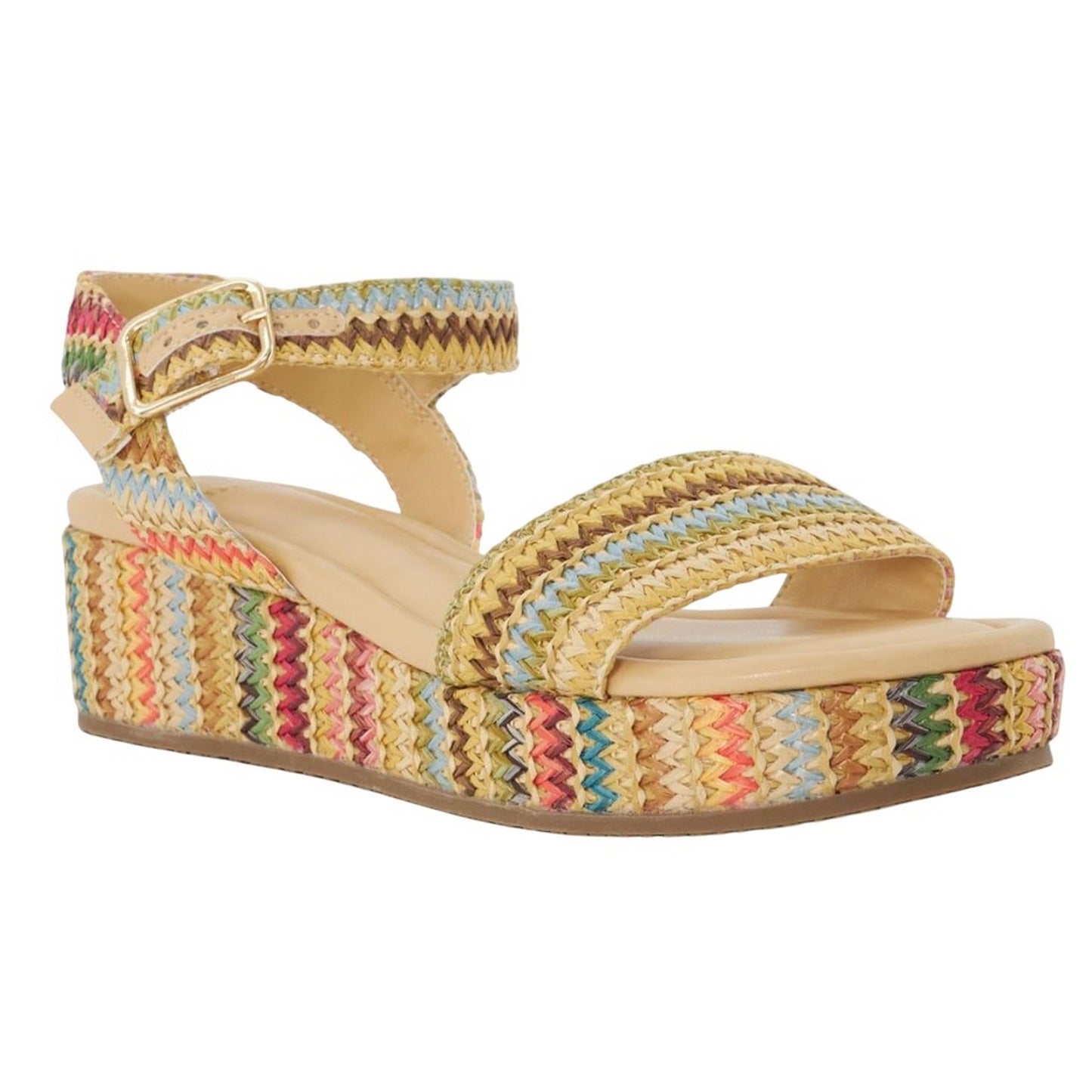 Multicoloured - Front - Dune London Womens-Ladies Lazer Raffia Platform Sandals