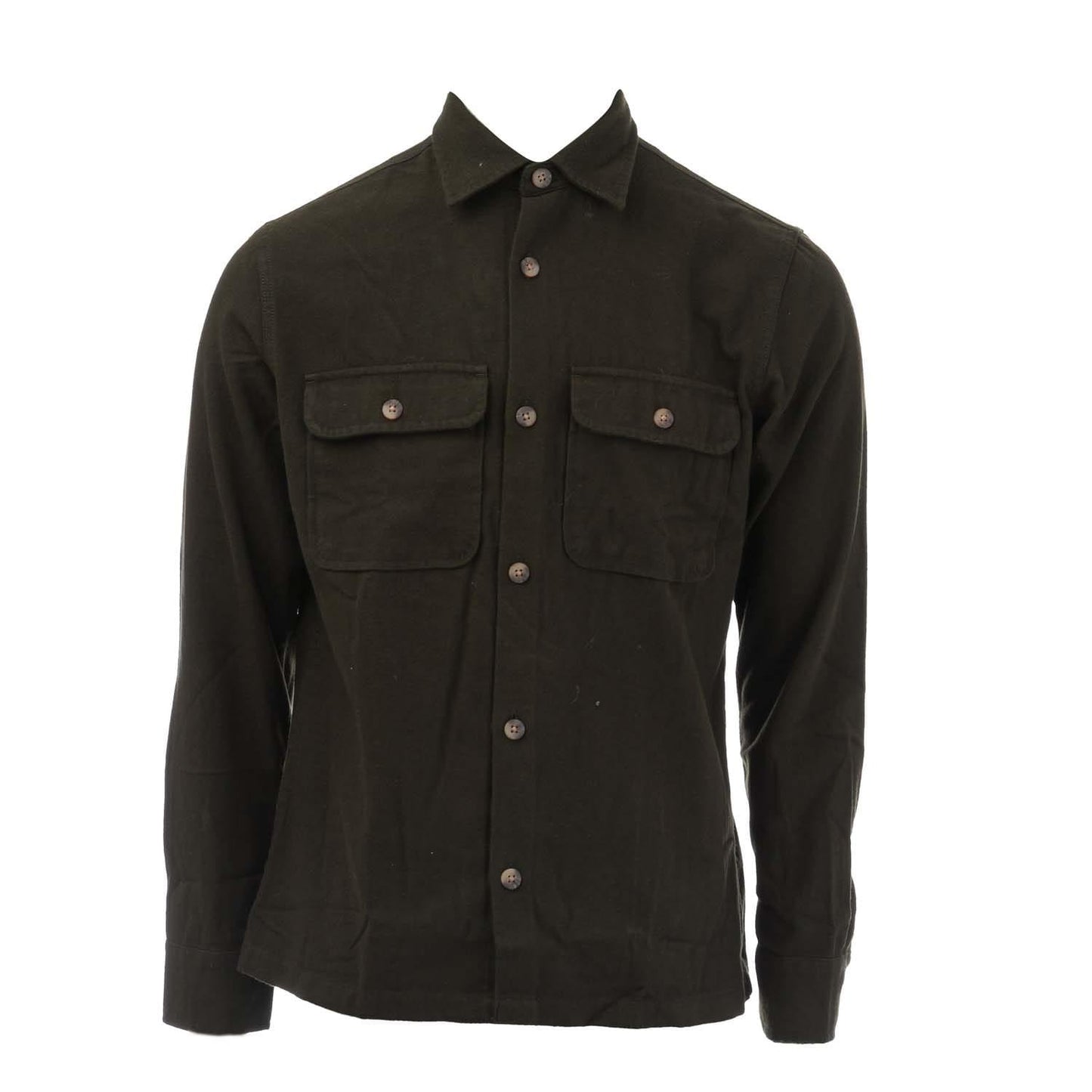 Khaki Green - Front - Jack And Jones Mens Darren Flannel Overshirt