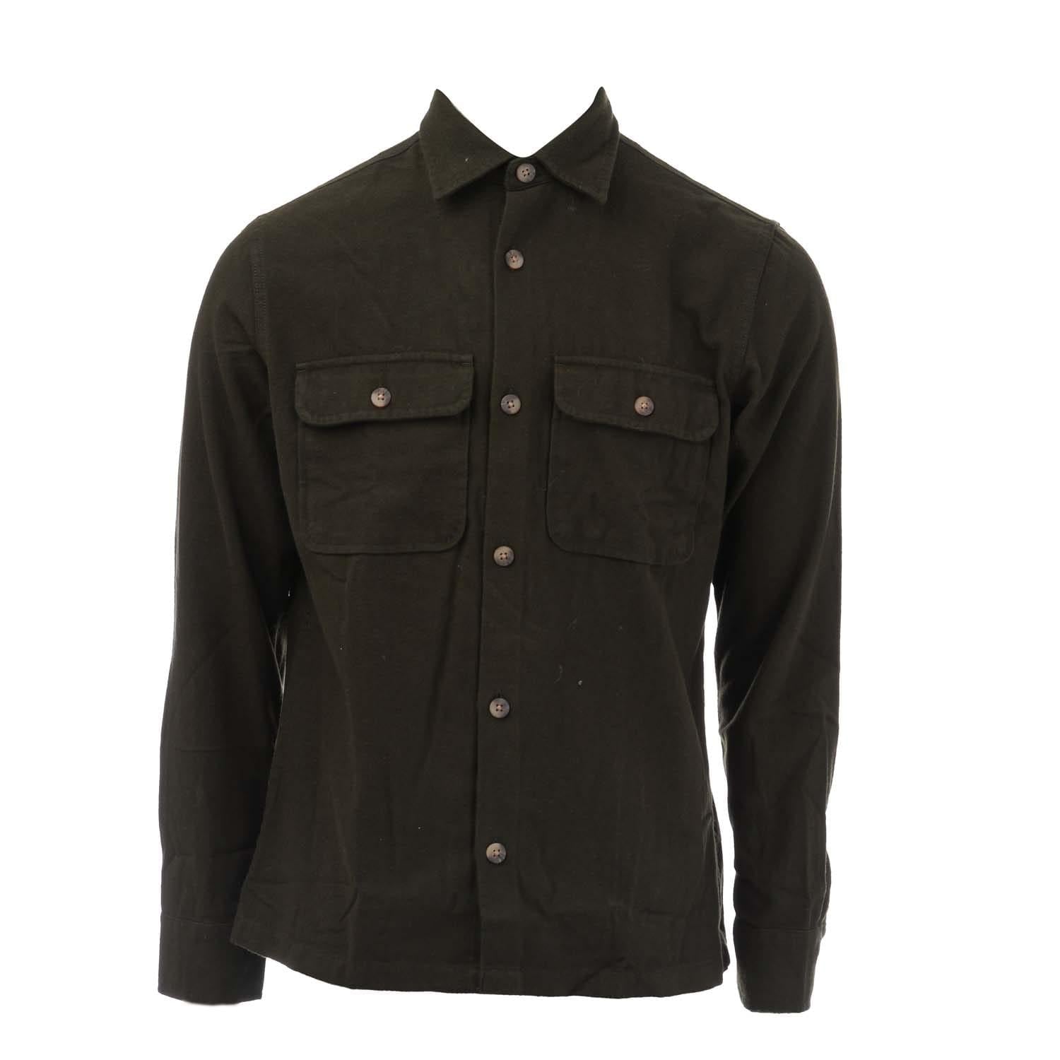 Khaki Green - Front - Jack And Jones Mens Darren Flannel Overshirt