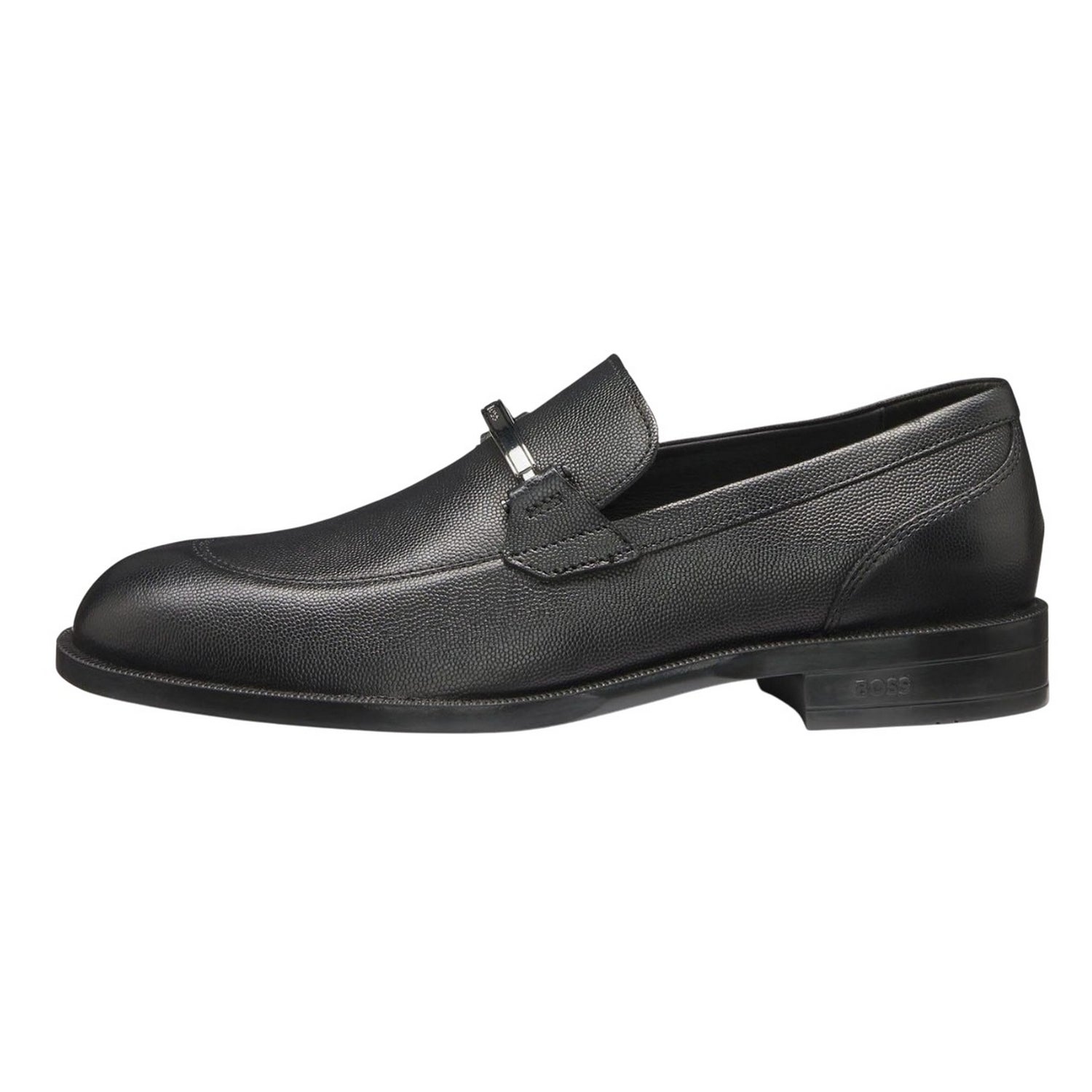 Black - Side - Boss Mens Tayil Leather Loafers