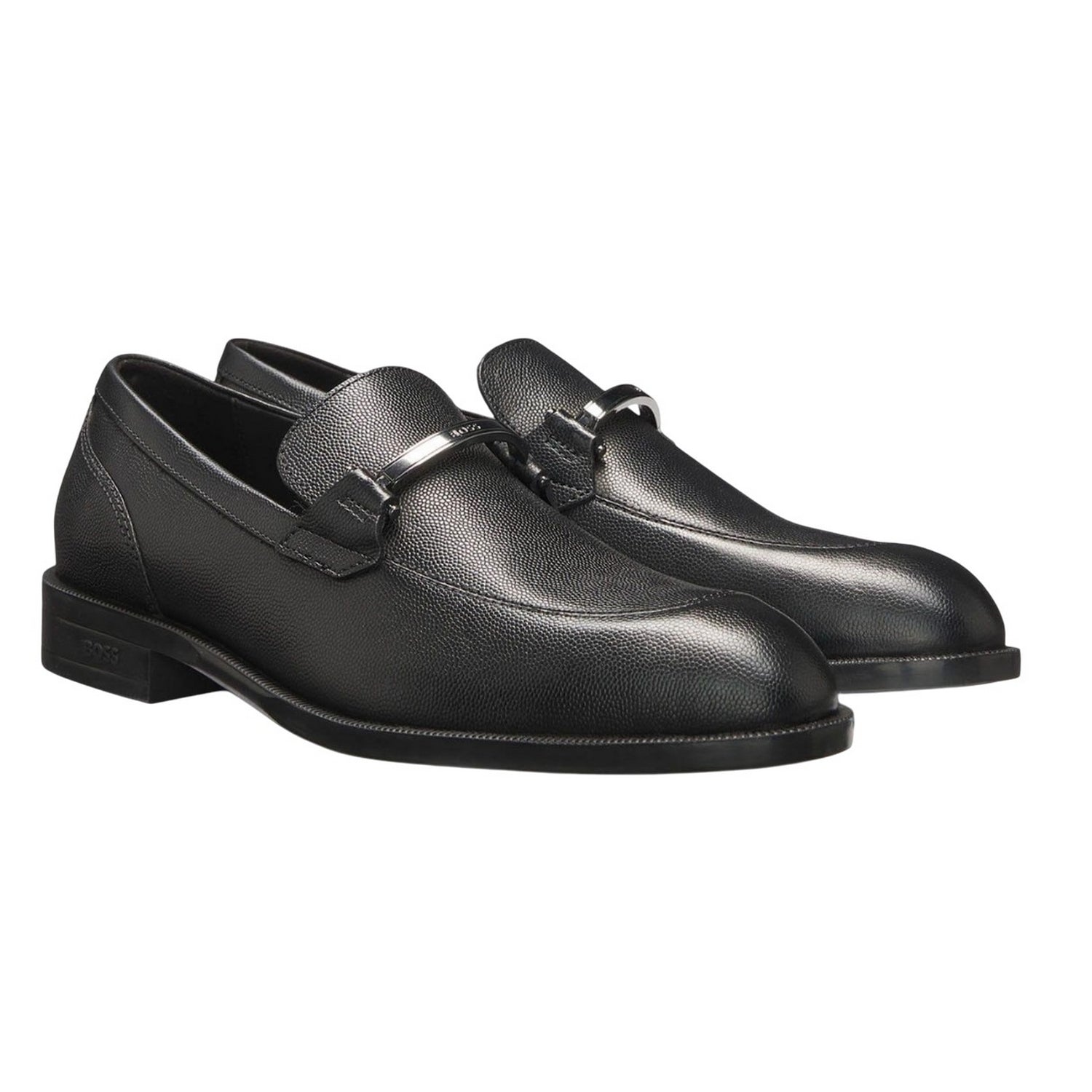 Black - Front - Boss Mens Tayil Leather Loafers