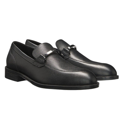 Black - Front - Boss Mens Tayil Leather Loafers