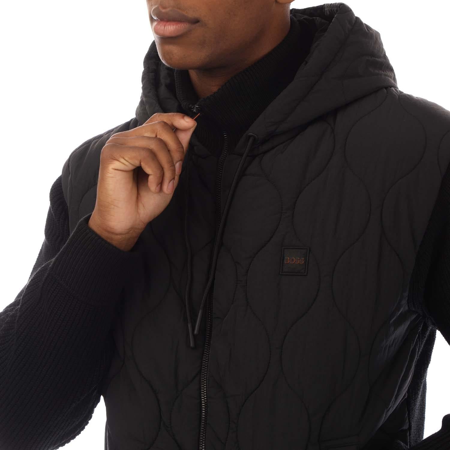 Black - Side - Boss Mens Kemini Full Zip Hoodie