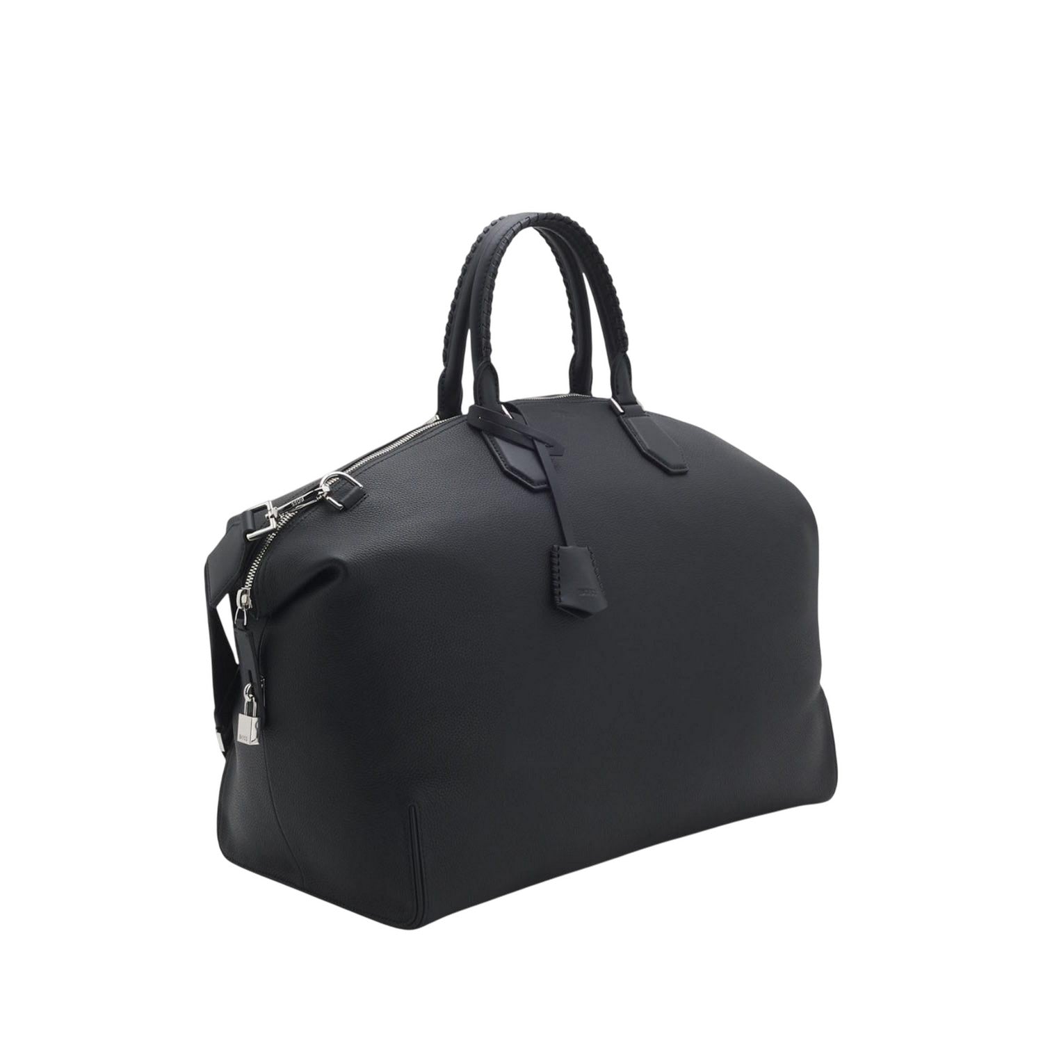Black - Side - Boss Gabry Leather Holdall