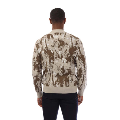 Beige - Back - Hugo Boss Mens Palm Tree Jacquard Sweatshirt