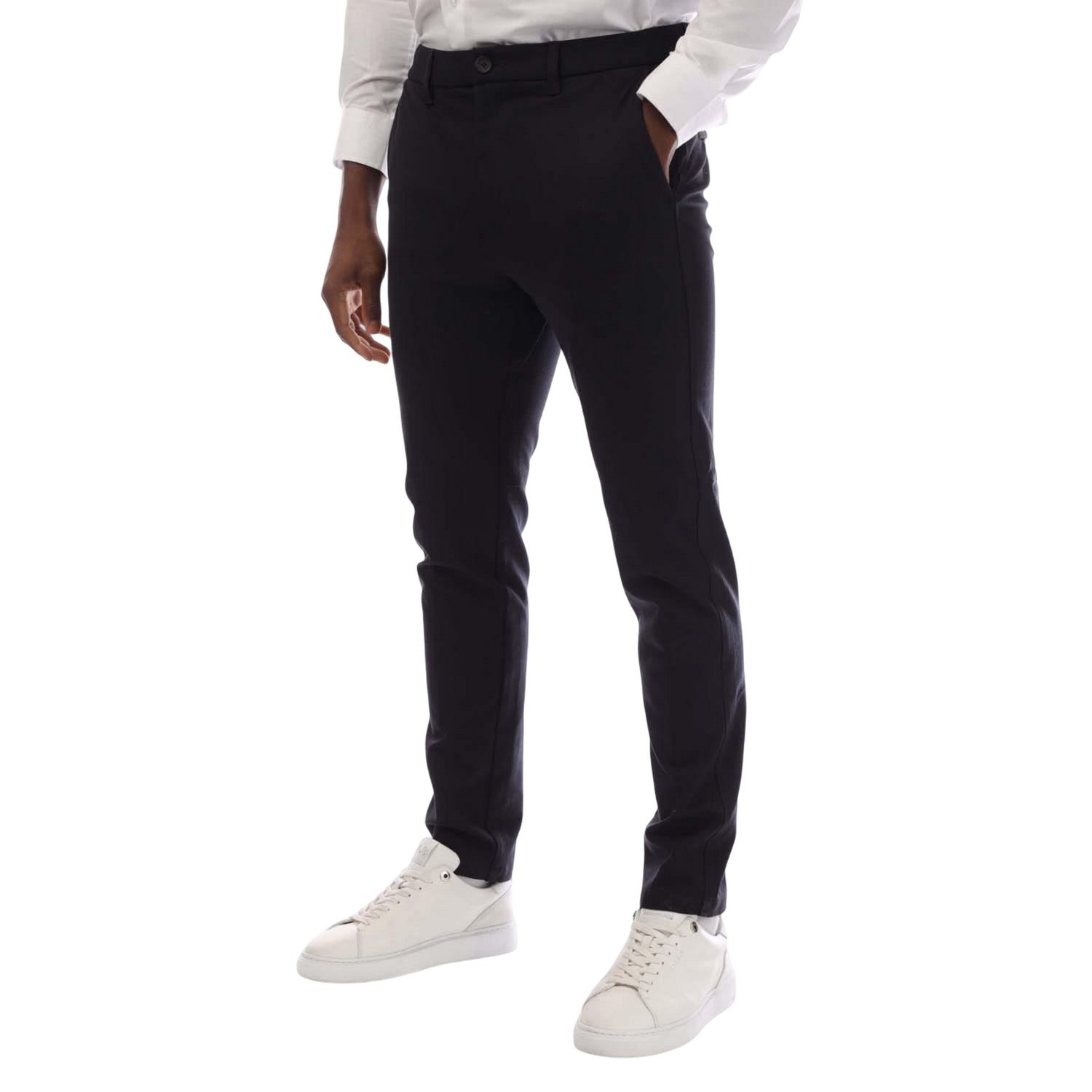 Dark Blue - Front - Boss Mens T Commuter Slim Trousers