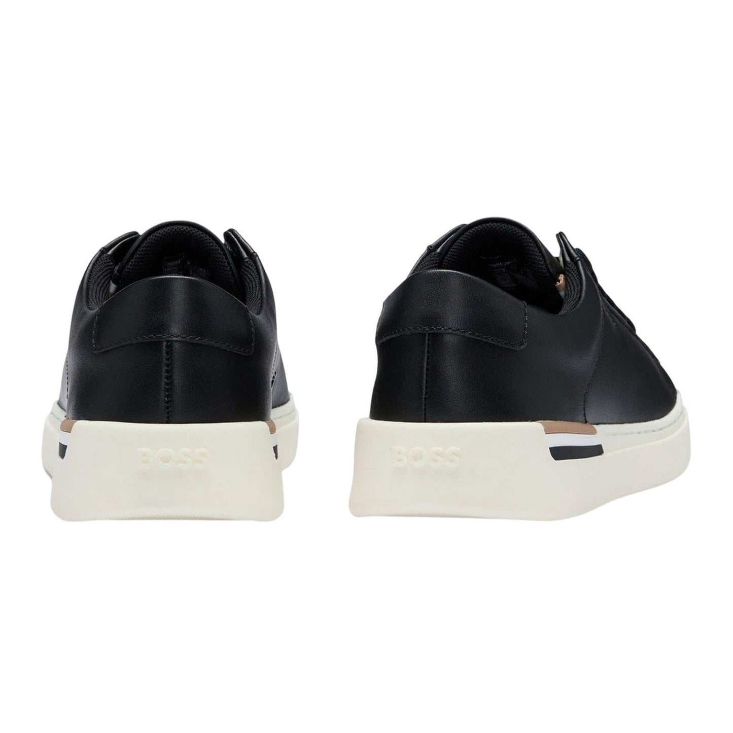 Black - Back - Boss Mens Clint Leather Tennis Trainers