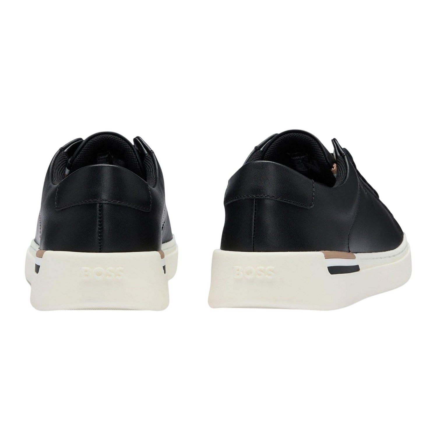Black - Back - Boss Mens Clint Leather Tennis Trainers