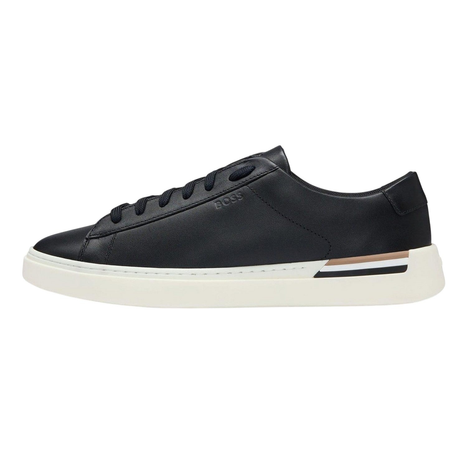 Black - Lifestyle - Boss Mens Clint Leather Tennis Trainers
