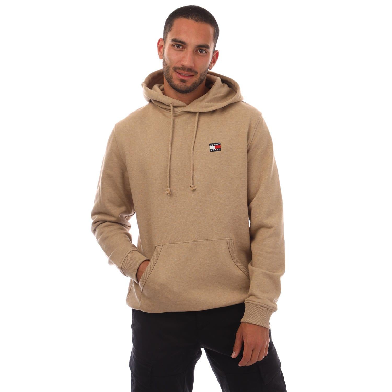 Camel - Front - Tommy Hilfiger Mens Badge Drawstring Hoodie