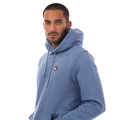 Blue - Side - Tommy Hilfiger Mens Badge Drawstring Hoodie