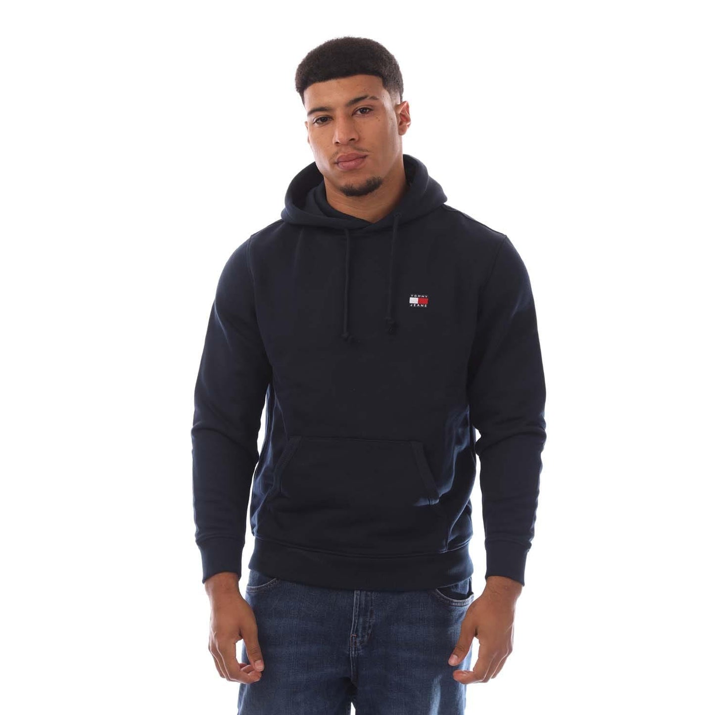 Navy - Front - Tommy Hilfiger Mens Badge Drawstring Hoodie