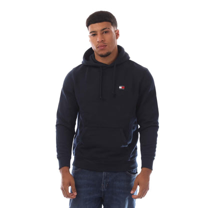 Navy - Front - Tommy Hilfiger Mens Badge Drawstring Hoodie