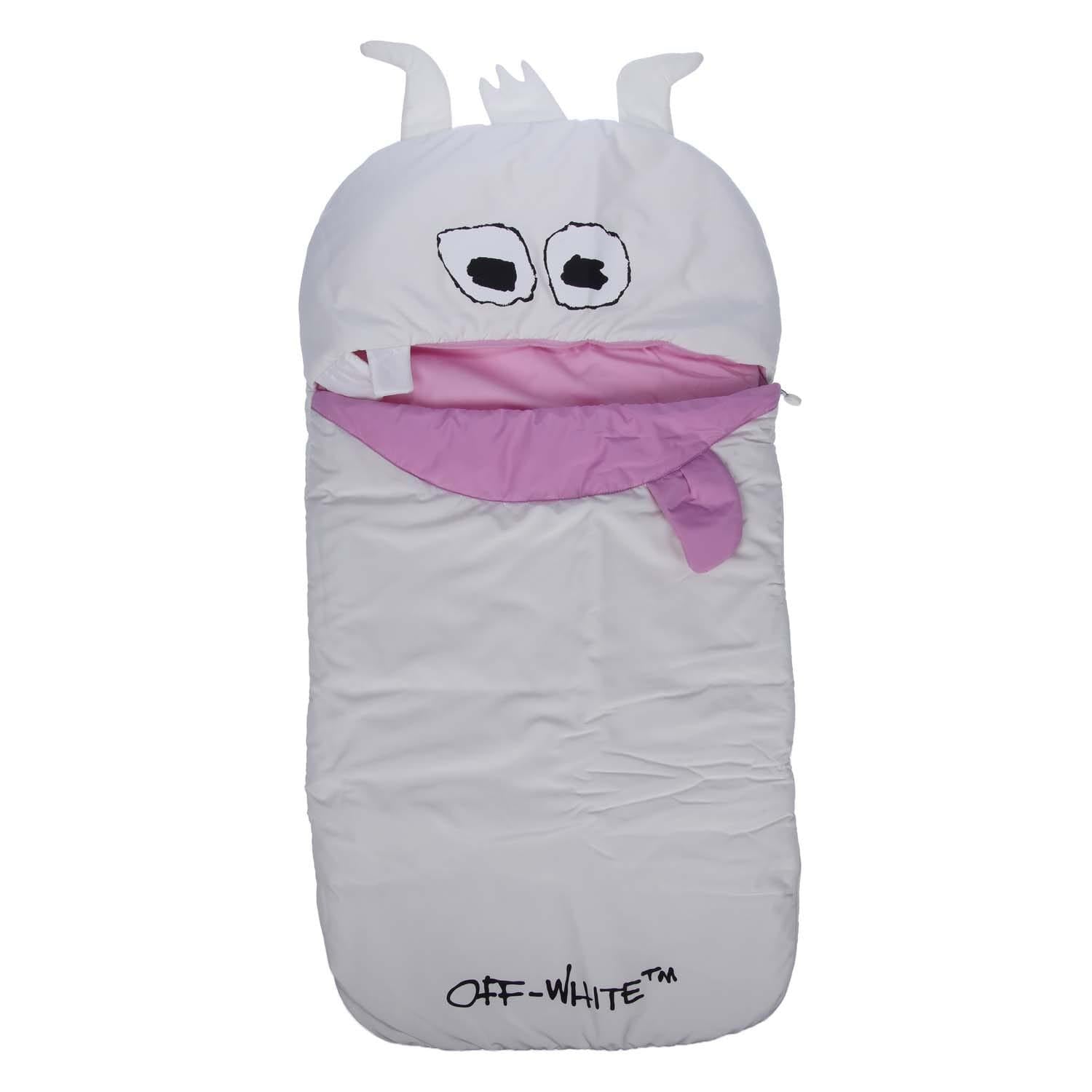 Off White-Pink - Front - Off White Baby Padded Monster Pushchair Footmuff