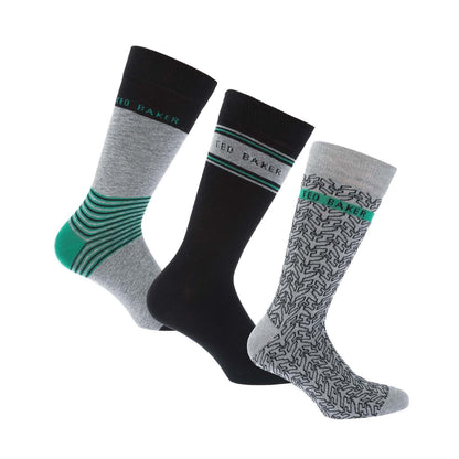 Multicoloured - Front - Ted Baker Mens Ankle Socks (Pack of 3)