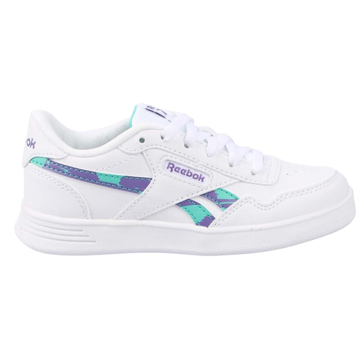 White-Green - Side - Reebok Childrens-Kids Court Advance Trainers