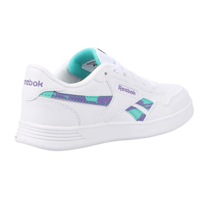 White-Green - Pack Shot - Reebok Childrens-Kids Court Advance Trainers