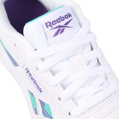 White-Green - Close up - Reebok Childrens-Kids Court Advance Trainers