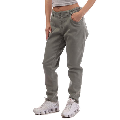 Grey - Side - Diesel Mens 2017 Slandy Leather Patch Super Skinny Jeans