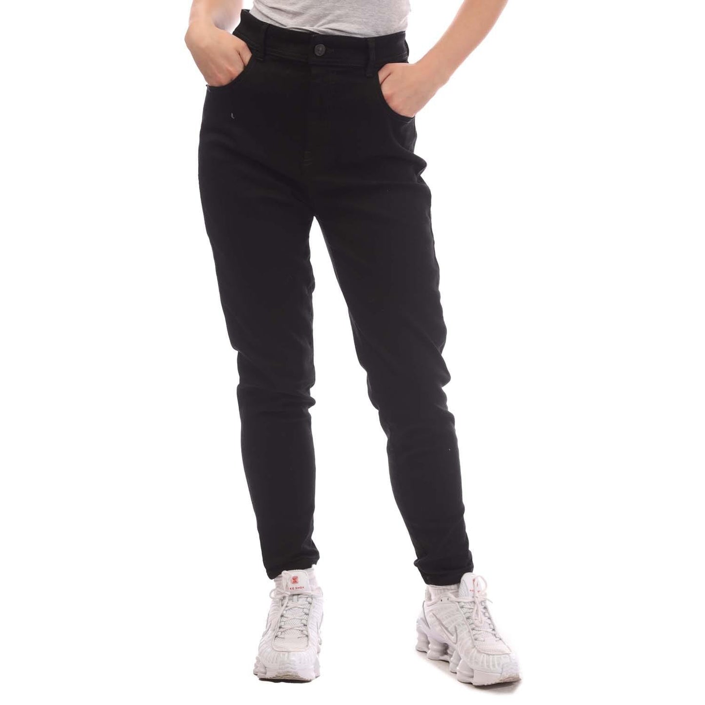 Black - Front - Diesel Mens 2017 Slandy Leather Patch Super Skinny Jeans
