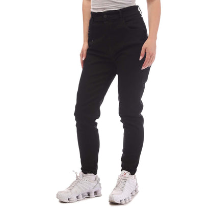 Black - Side - Diesel Mens 2017 Slandy Leather Patch Super Skinny Jeans