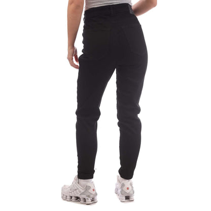 Black - Back - Diesel Mens 2017 Slandy Leather Patch Super Skinny Jeans