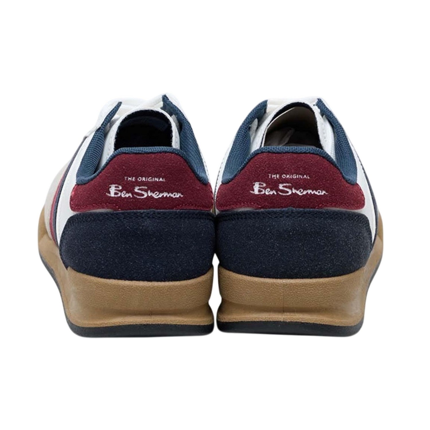 White-Navy-Grey-Maroon - Back - Ben Sherman Mens Sokka Trainers