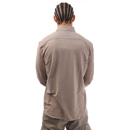 Beige - Back - Boss Mens C-Hal Jersey Kent Collar Shirt