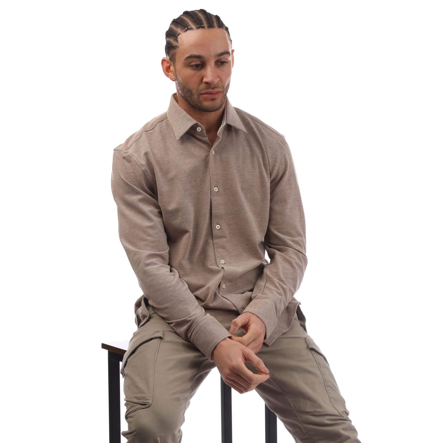 Beige - Lifestyle - Boss Mens C-Hal Jersey Kent Collar Shirt