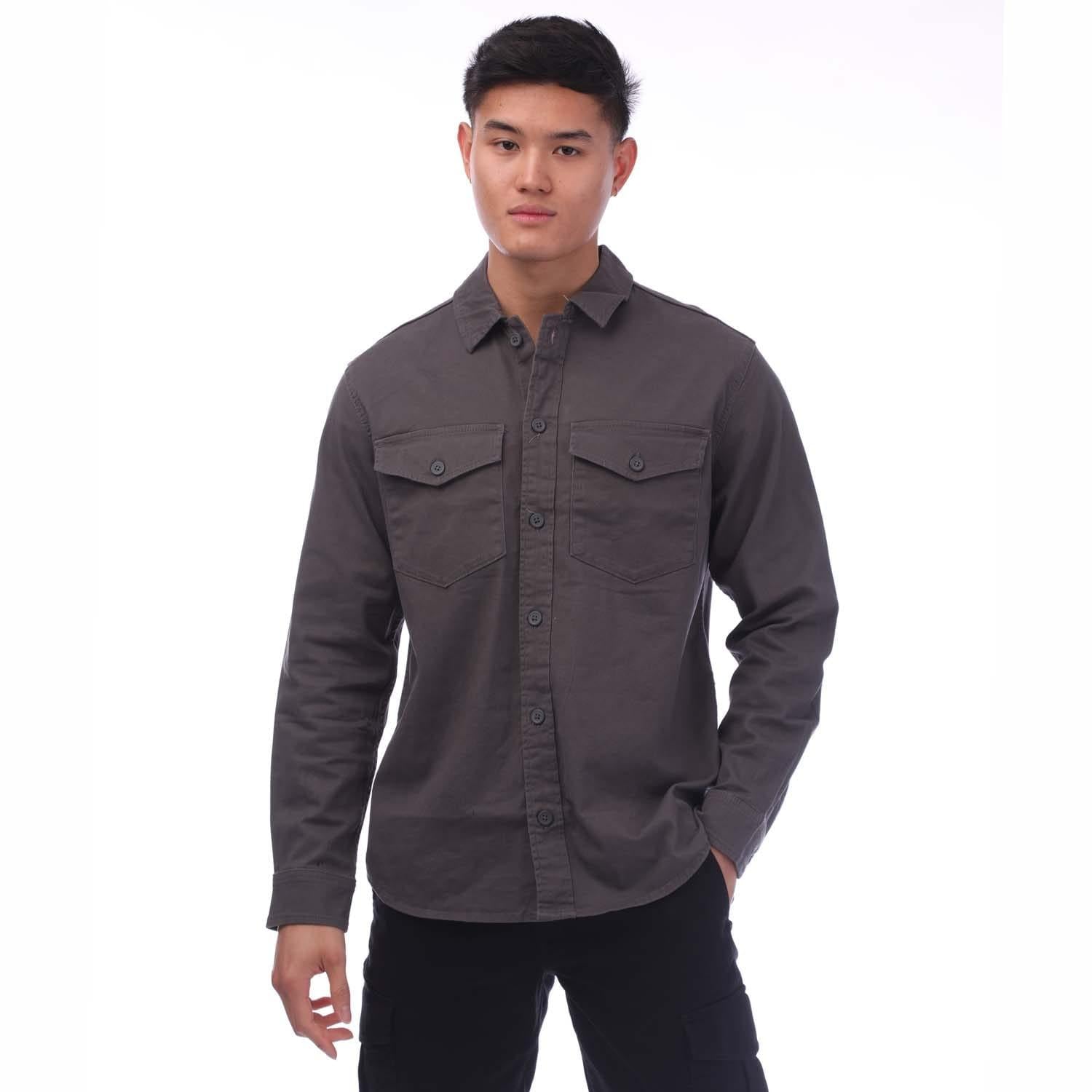 Grey - Side - Jack And Jones Mens Stretch Overshirt