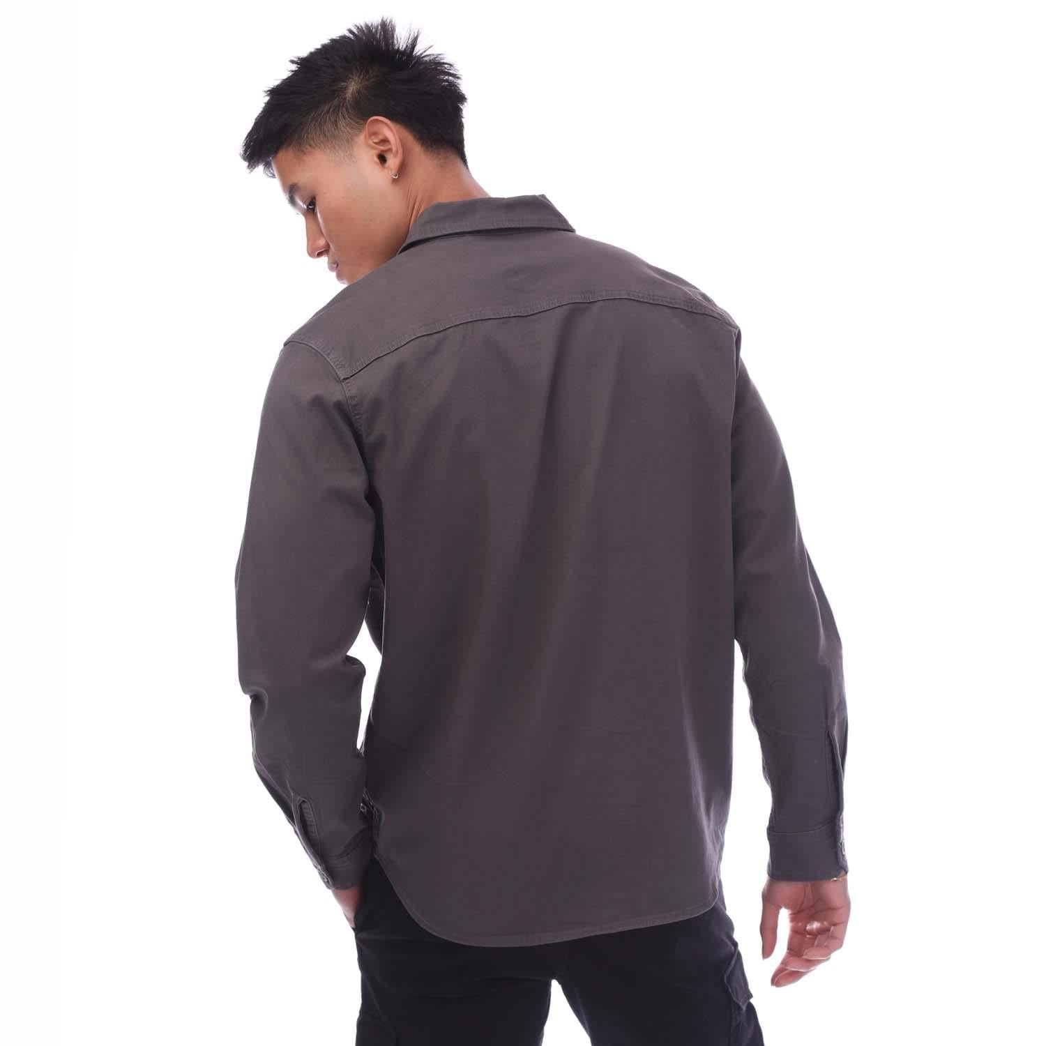 Grey - Back - Jack And Jones Mens Stretch Overshirt