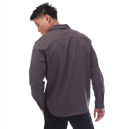 Grey - Back - Jack And Jones Mens Stretch Overshirt