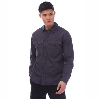 Navy - Side - Jack And Jones Mens Stretch Overshirt