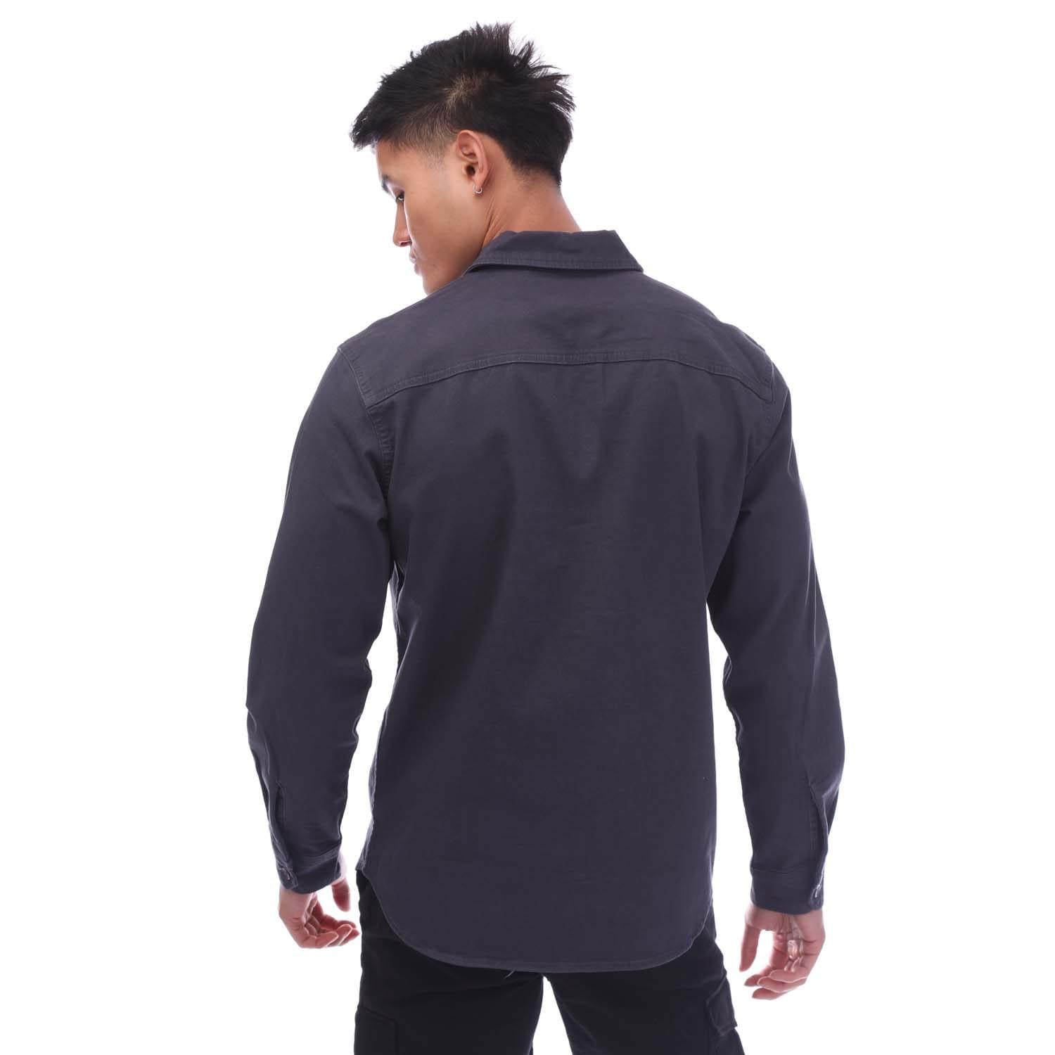 Navy - Back - Jack And Jones Mens Stretch Overshirt