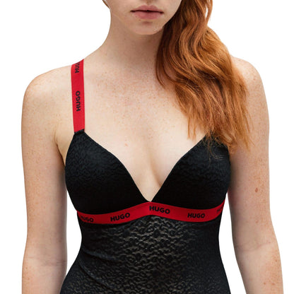 Black - Lifestyle - Hugo Womens-Ladies Sporty Lace Bodysuit
