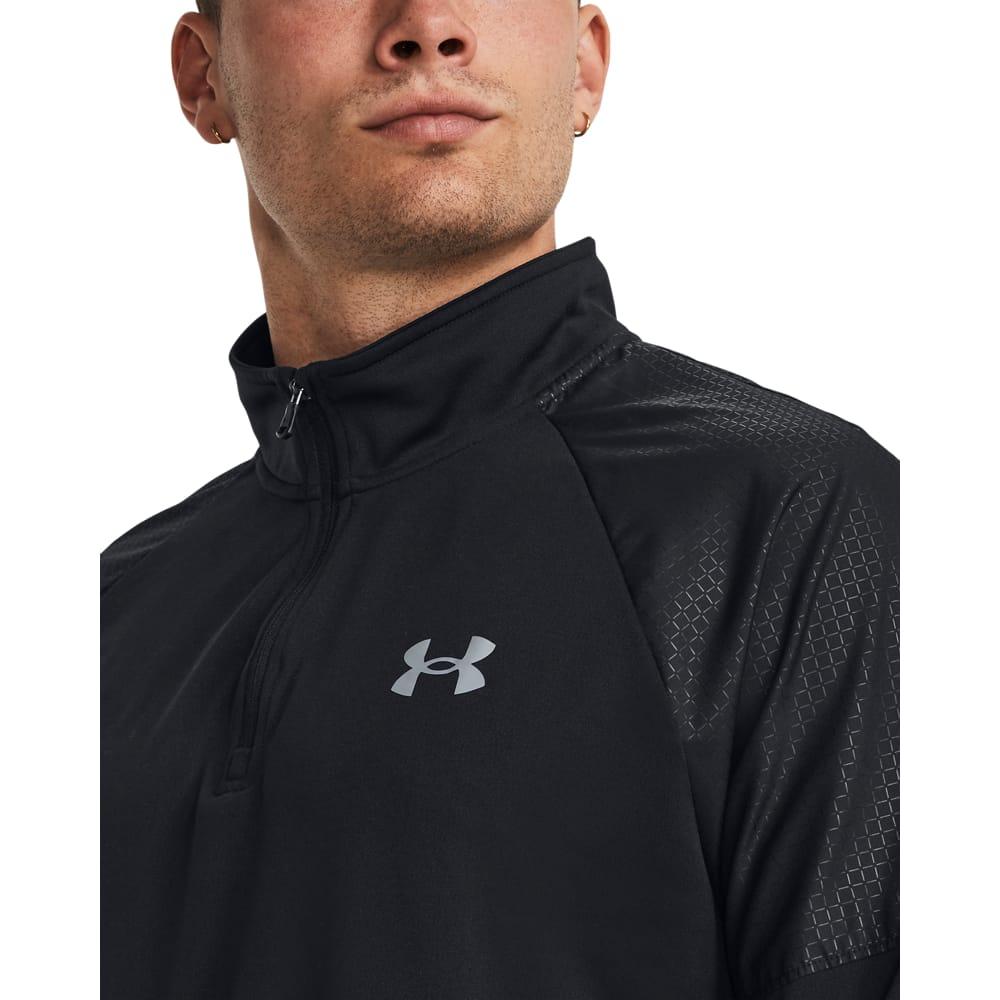 Black - Side - Under Armour Mens Tech Grid Quarter Zip Track Top