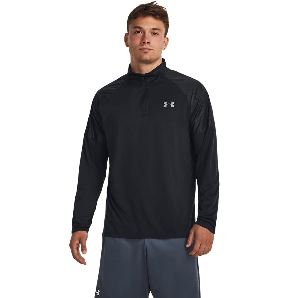 Black - Lifestyle - Under Armour Mens Tech Grid Quarter Zip Track Top