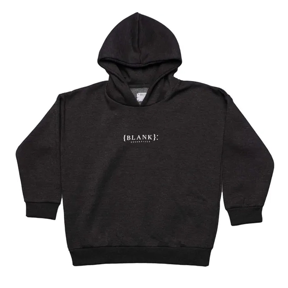 Dark Grey - Front - Blank Essentials Childrens-Kids Fleece Pull Over Hoodie
