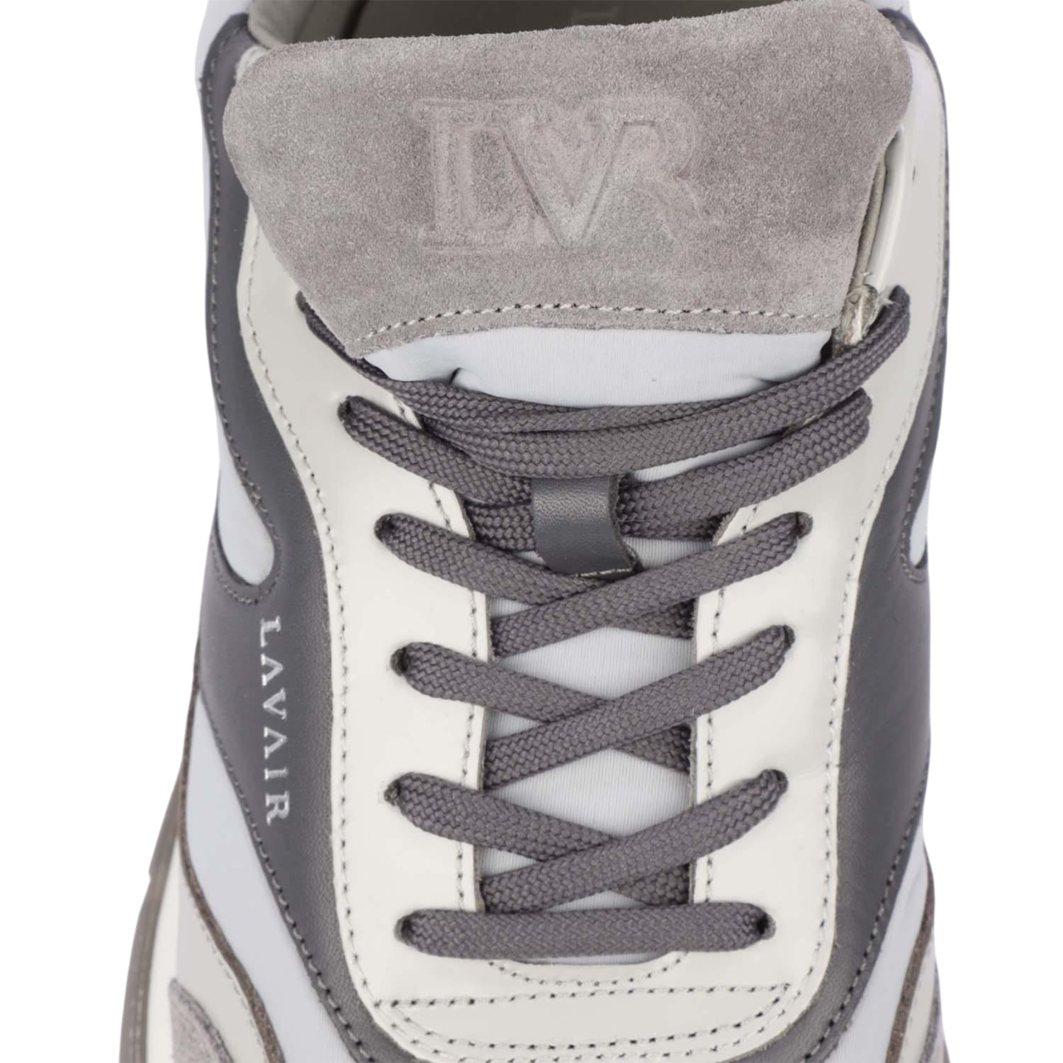 Grey - Close up - Lavair Mens Aequora Leather Trainers