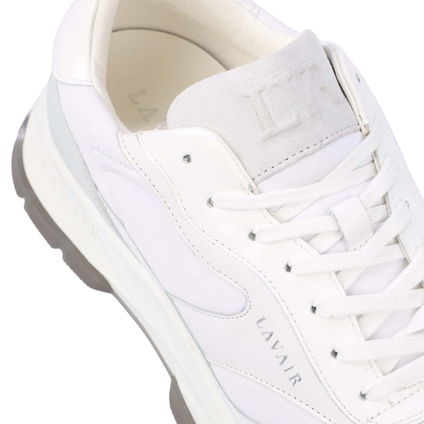 White - Close up - Lavair Mens Aequora Leather Trainers