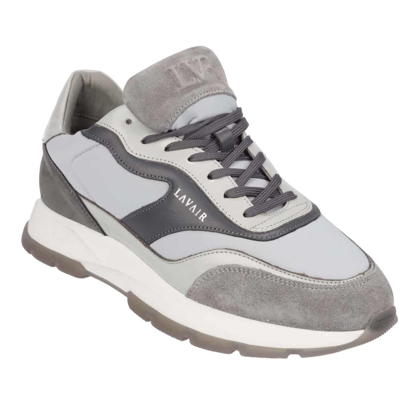 Grey - Front - Lavair Mens Aequora Leather Trainers