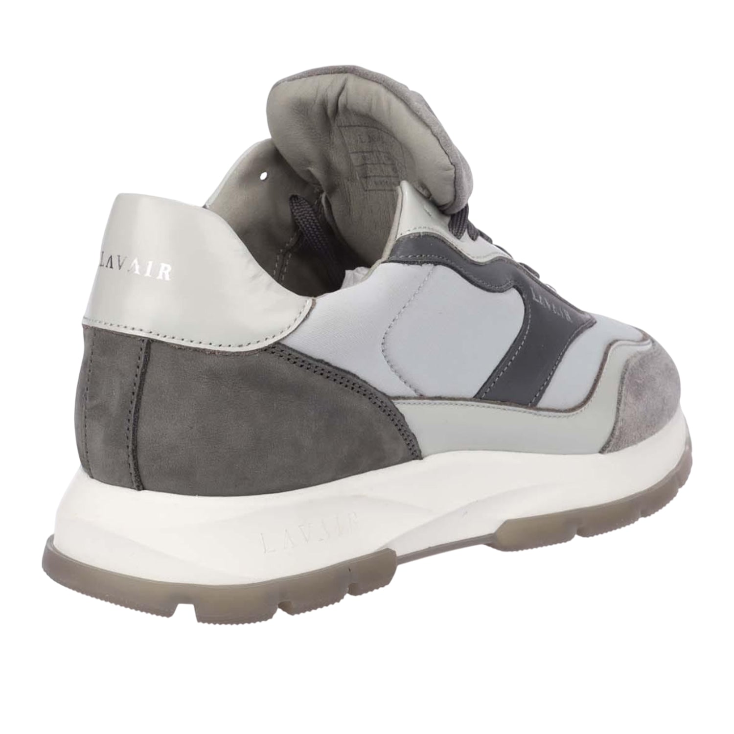 Grey - Back - Lavair Mens Aequora Leather Trainers
