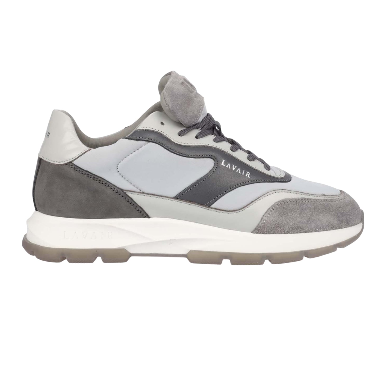 Grey - Side - Lavair Mens Aequora Leather Trainers