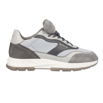 Grey - Side - Lavair Mens Aequora Leather Trainers